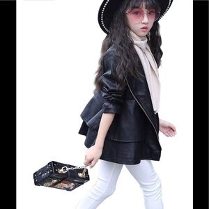 Zara Girls Faux Leather Coat Toddler Jacket C.